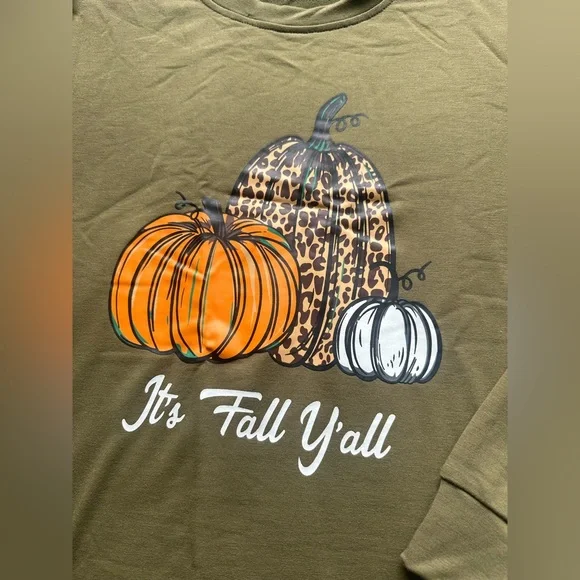 It’s Fall Y’all Pumpkins Long Sleeve Women’s Shirt NWOT - Picture 3 of 5